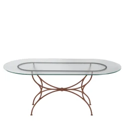 Solivo Glass & Wrought Iron Oval Table