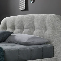 Sophie King-Size Gray Buttoned Headboard Bed