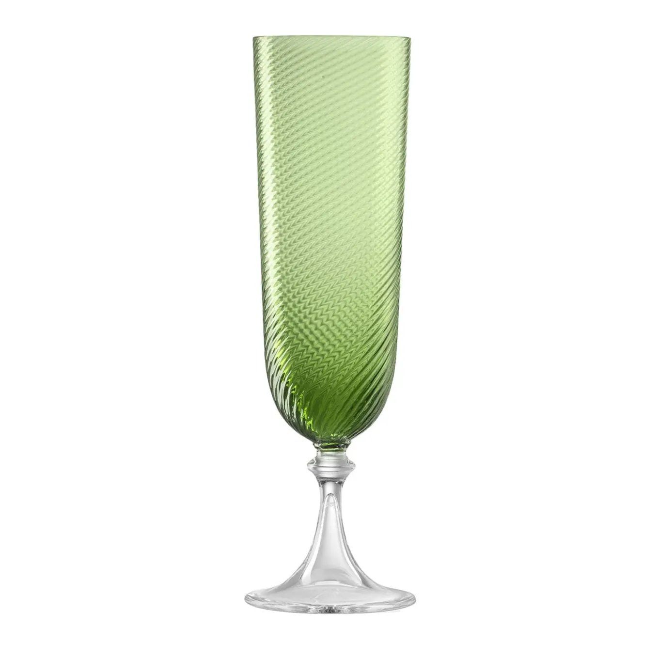 Soraya Green Twisted Glass Flute