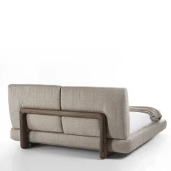 Sospiro solid walnut wood and Taupe bouclé fabric Bed