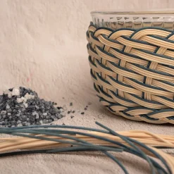 Soufflé Mold With Woad Blue Wicker Basket