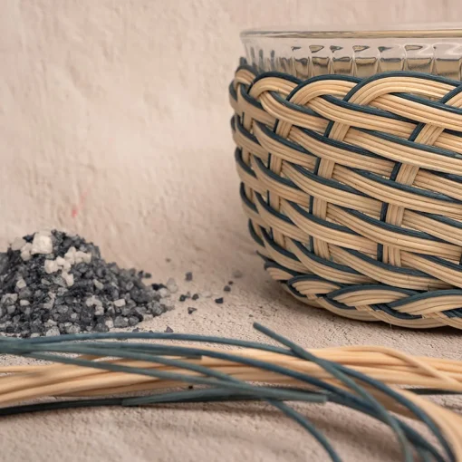 Soufflé Mold With Woad Blue Wicker Basket