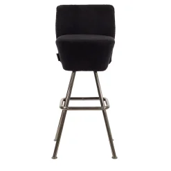 SPACE CADET Black Bar Stool with Chrome Base