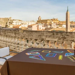 Space Shapes Brown Tablecloth