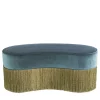 Sparkle Bean Green Ottoman with Gold and Green Fringe