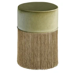Sparkle Green Pouf with Gold Fringe