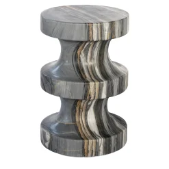 Spira Calacatta Midnight Marble Stool