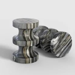 Spira Calacatta Midnight Marble Stool