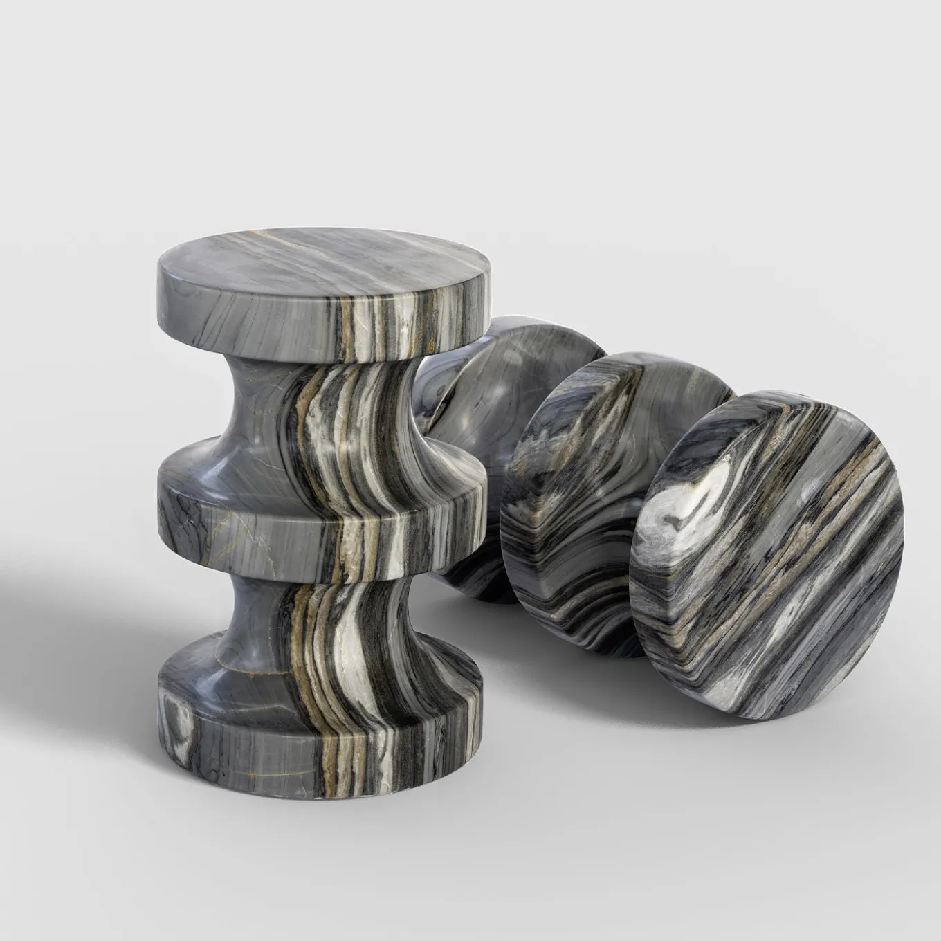 Spira Calacatta Midnight Marble Stool