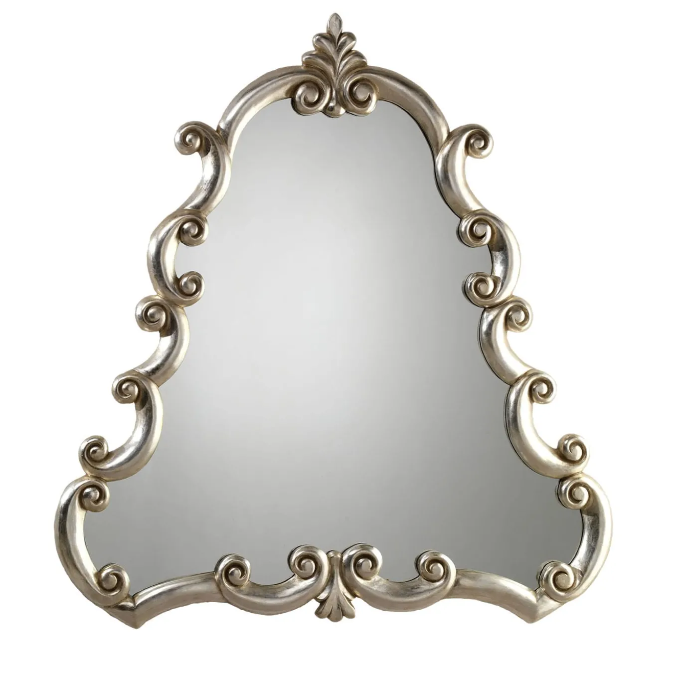 Spirit Renaissance-Style Silver-Leaf Wooden Wall Mirror