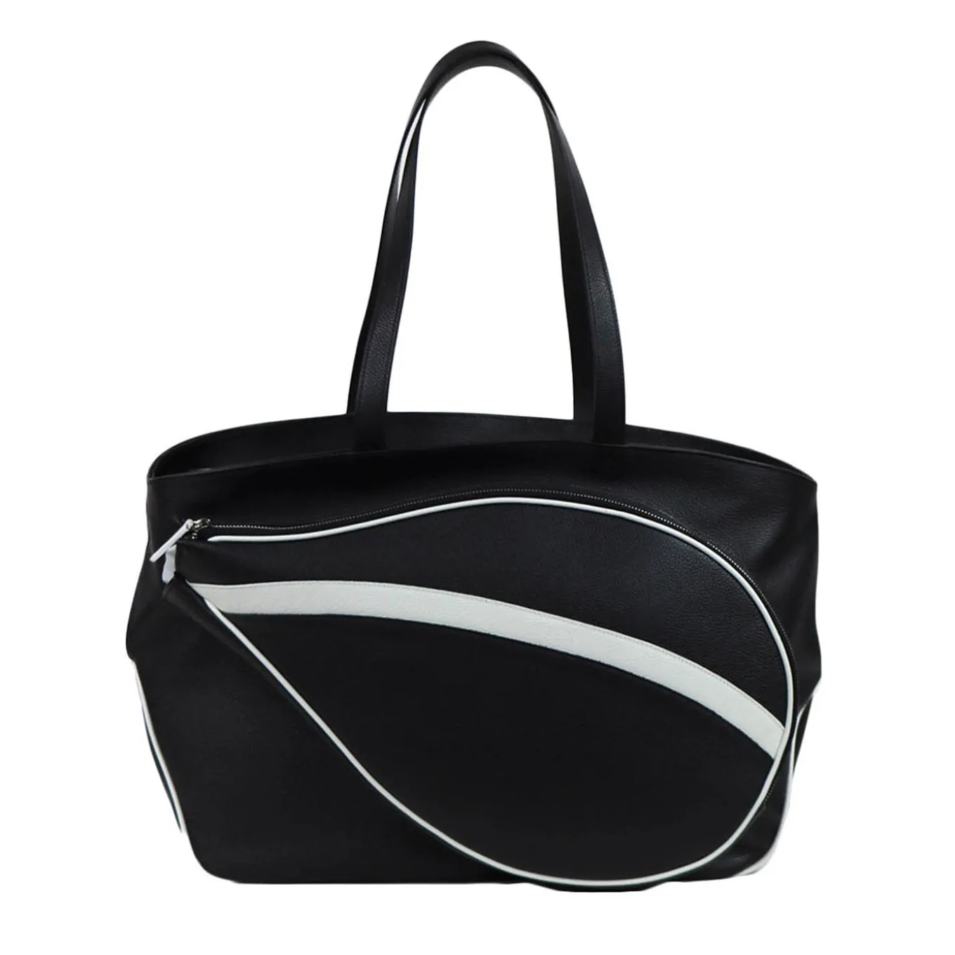 Sport Black & White Bag with Tennis-Racket-Shaped Pocket