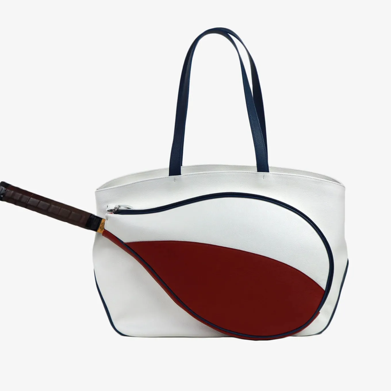Sport White/Red/Blue Bag with Tennis-Racket-Shaped Pocket