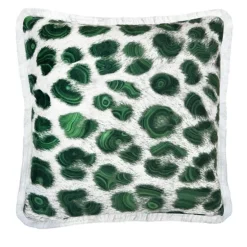 Spotted Malachite Fringed Square Cushion by Carlo Rampazzi