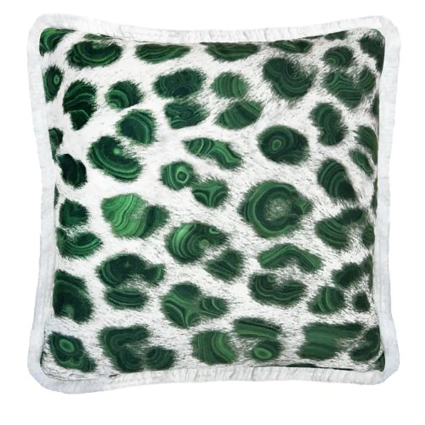 Spotted Malachite Fringed Square Cushion by Carlo Rampazzi