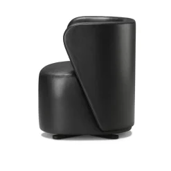 Spritz Swivel Black Leather Armchair by Lorenza Bozzoli