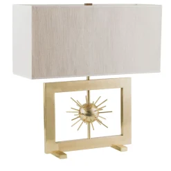 Sputnik Linen And Brass Table Lamp