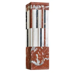 Square A Red And White Marble Vase With Lid By Luciano Setten