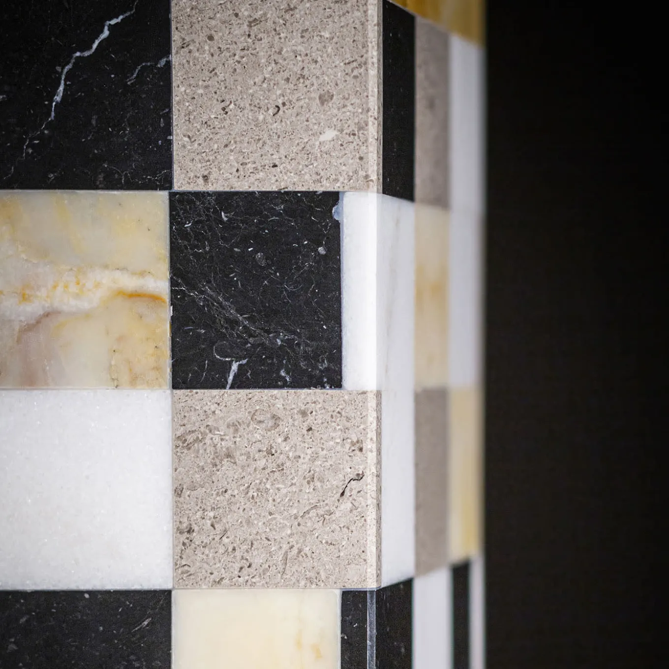 Square A Yellow And White Marble Vase With Lid By Luciano Setten