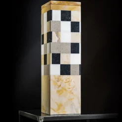Square A Yellow And White Marble Vase With Lid By Luciano Setten
