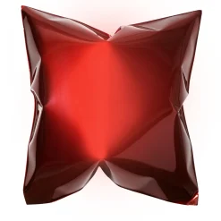 Square Red Pillow-Shaped Wall Sculpture #2