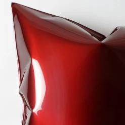 Square Red Pillow-Shaped Wall Sculpture #2