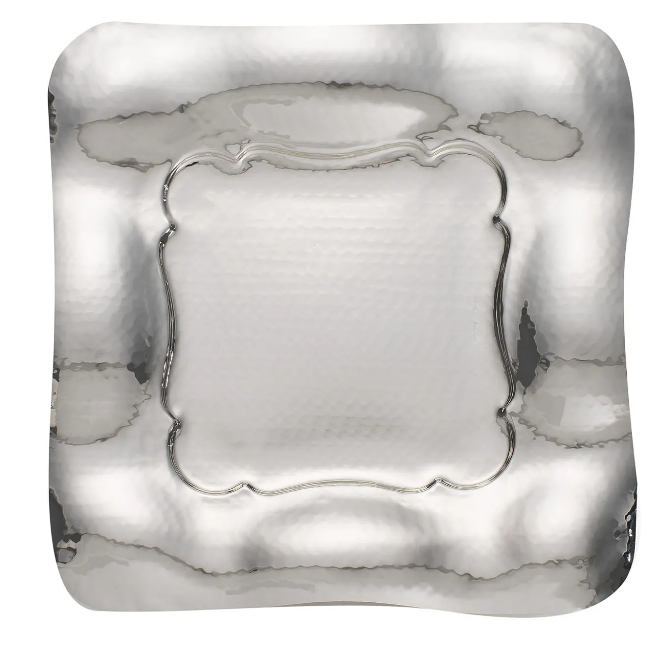 Square Silver Hammered Brass Centerpiece