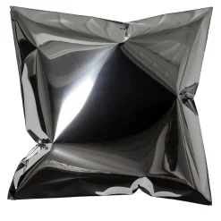 Square Silvery Pillow-Shaped Wall Sculpture