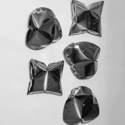 Square Silvery Pillow-Shaped Wall Sculpture