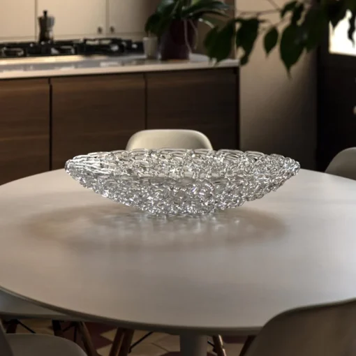 21st Century Large Glass Lace Fruit Bowl