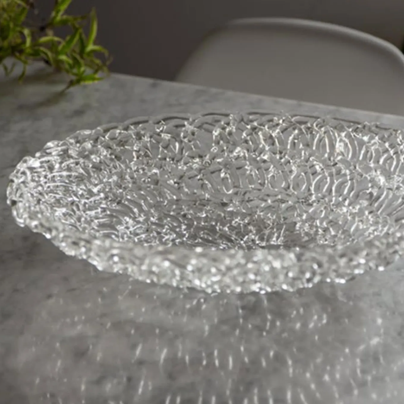 21st Century Medium Glass Lace Fruit Bowl