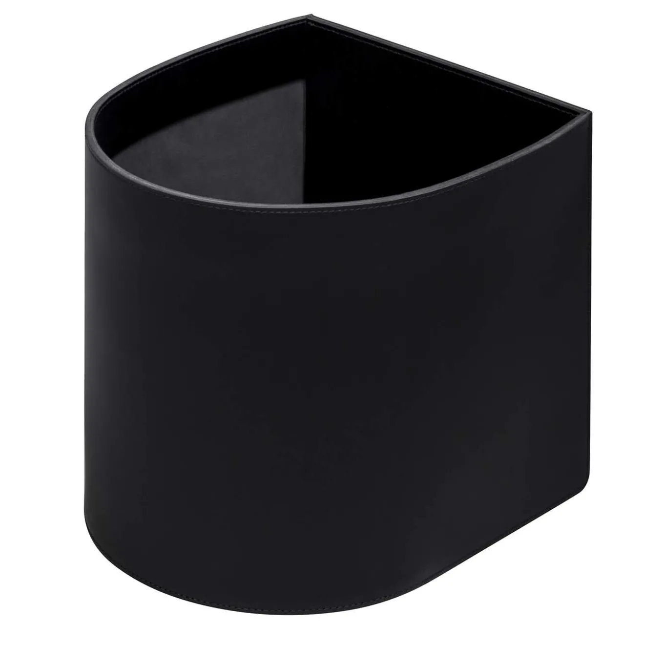 Staffa Half Moon Wastepaper Bin in Black Leather