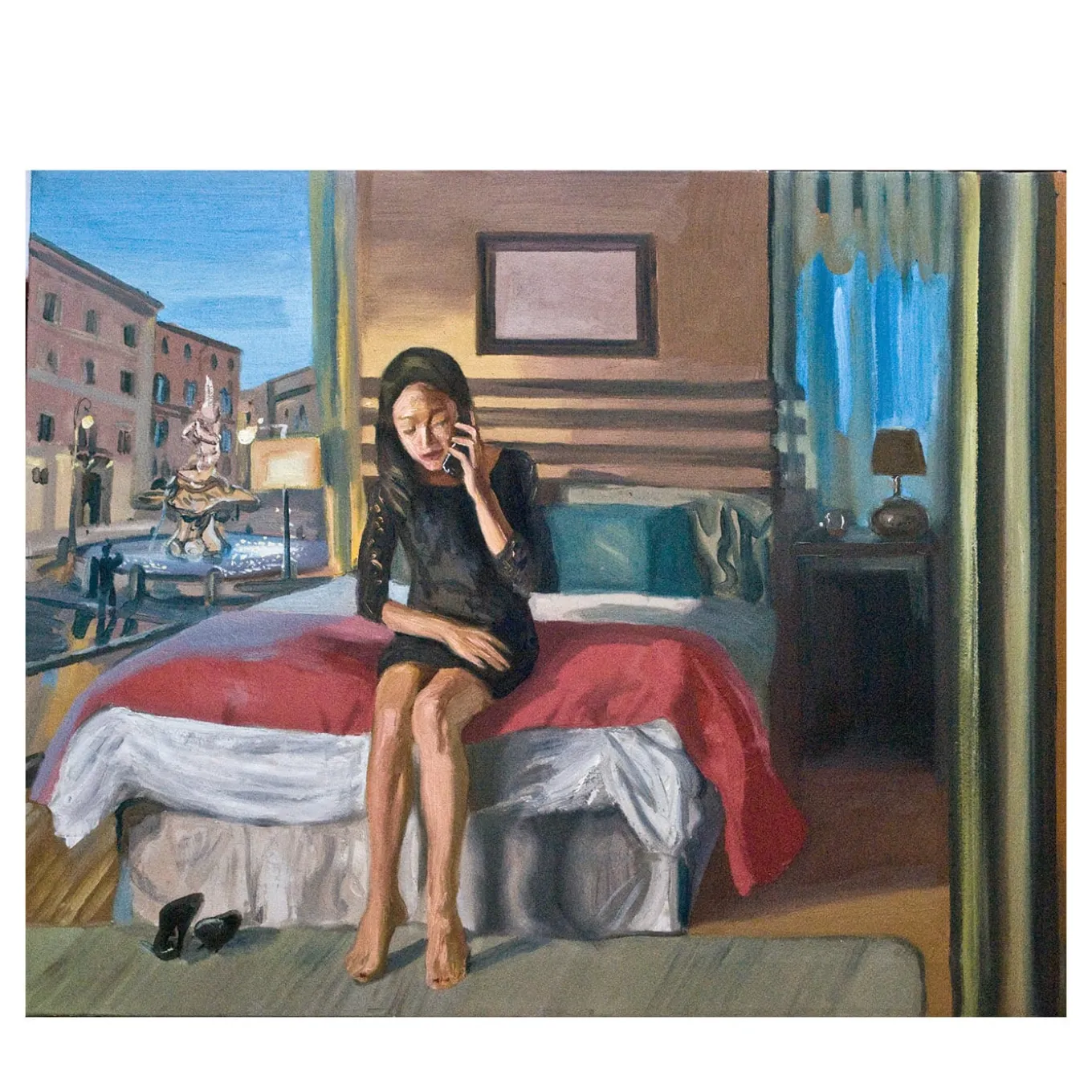 Stanza D'Albergo Oil on Cotton Painting