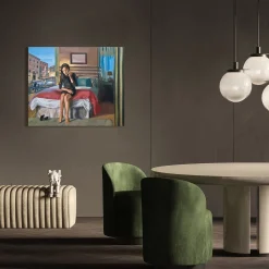 Stanza D'Albergo Oil on Cotton Painting