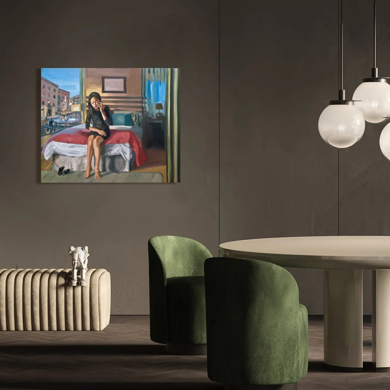 Stanza D'Albergo Oil on Cotton Painting