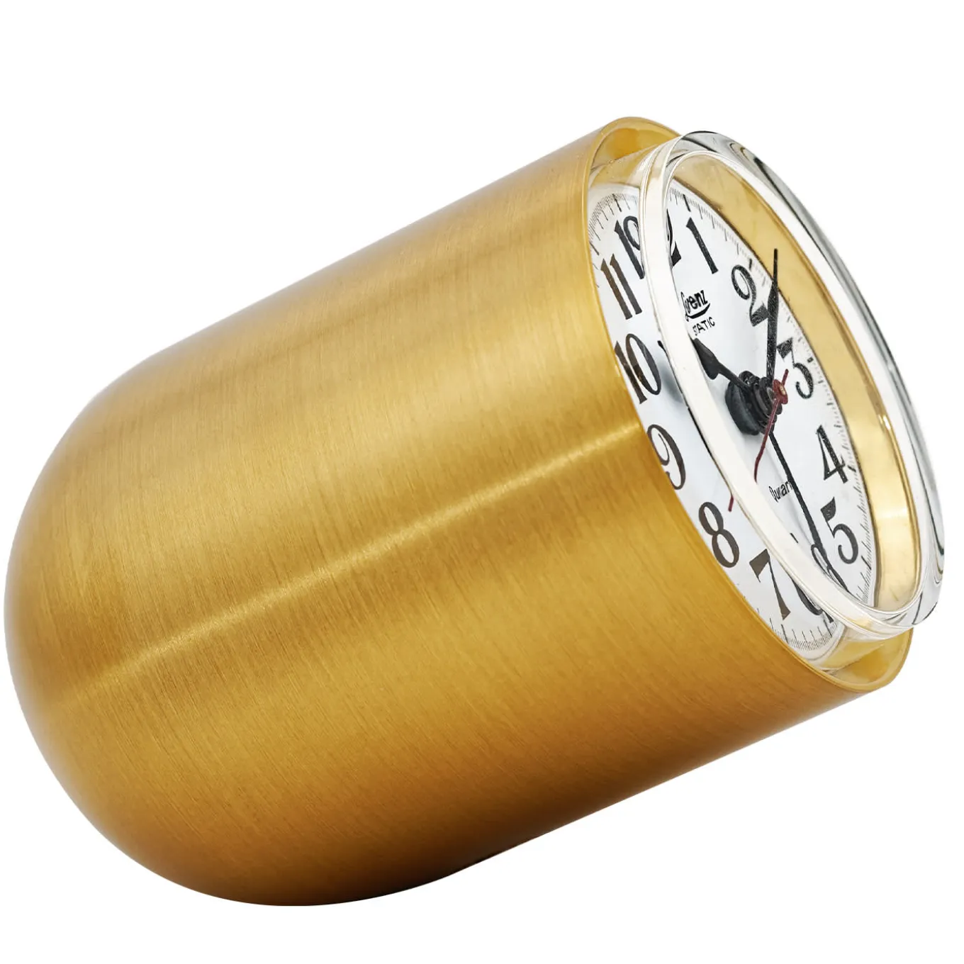 Static Gold Steel Table Clock by Richard Sapper