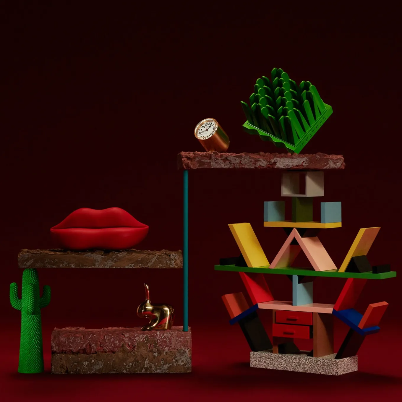 Static Gold Steel Table Clock by Richard Sapper