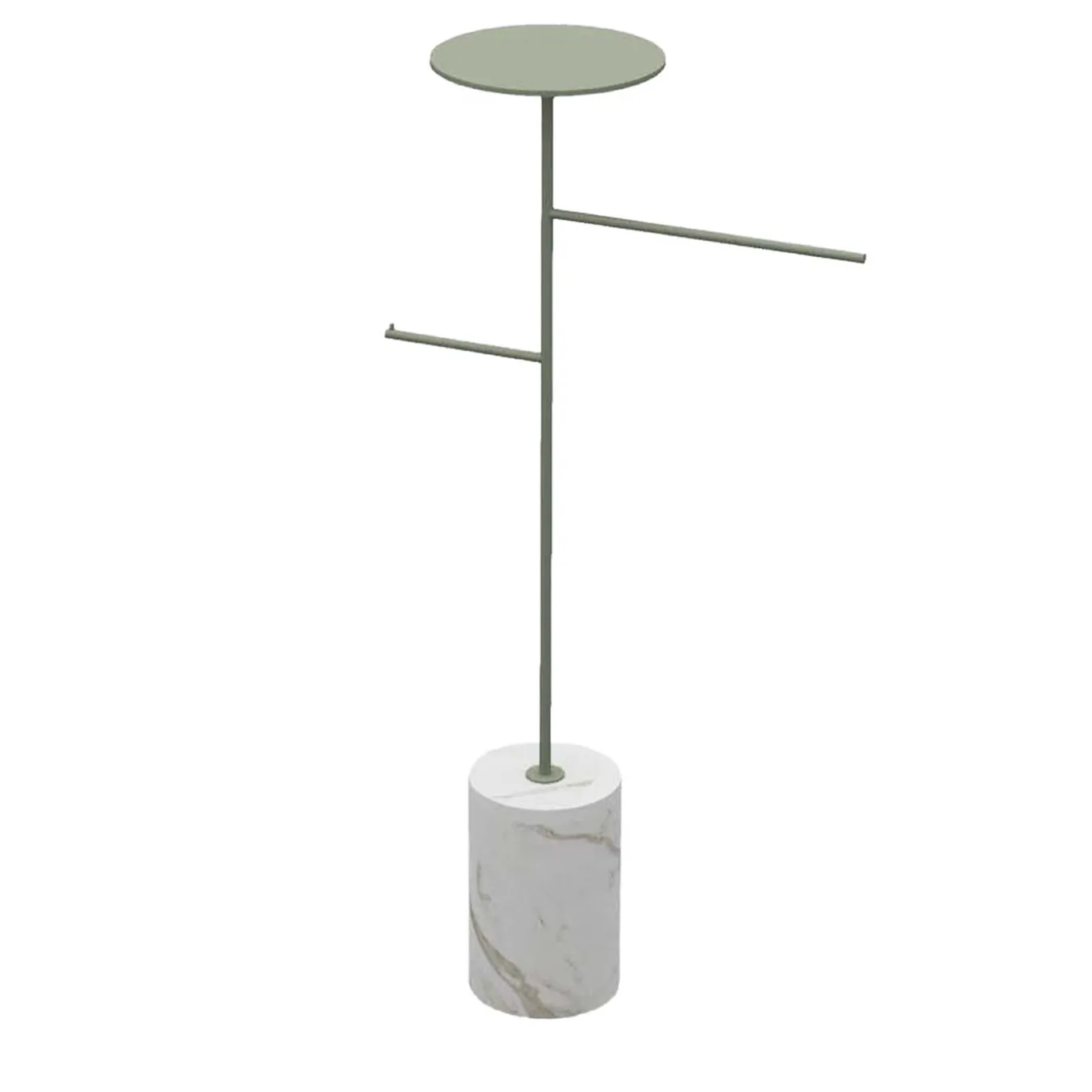 Stelo White Carrara and Green Coat Hanger and Object Rack