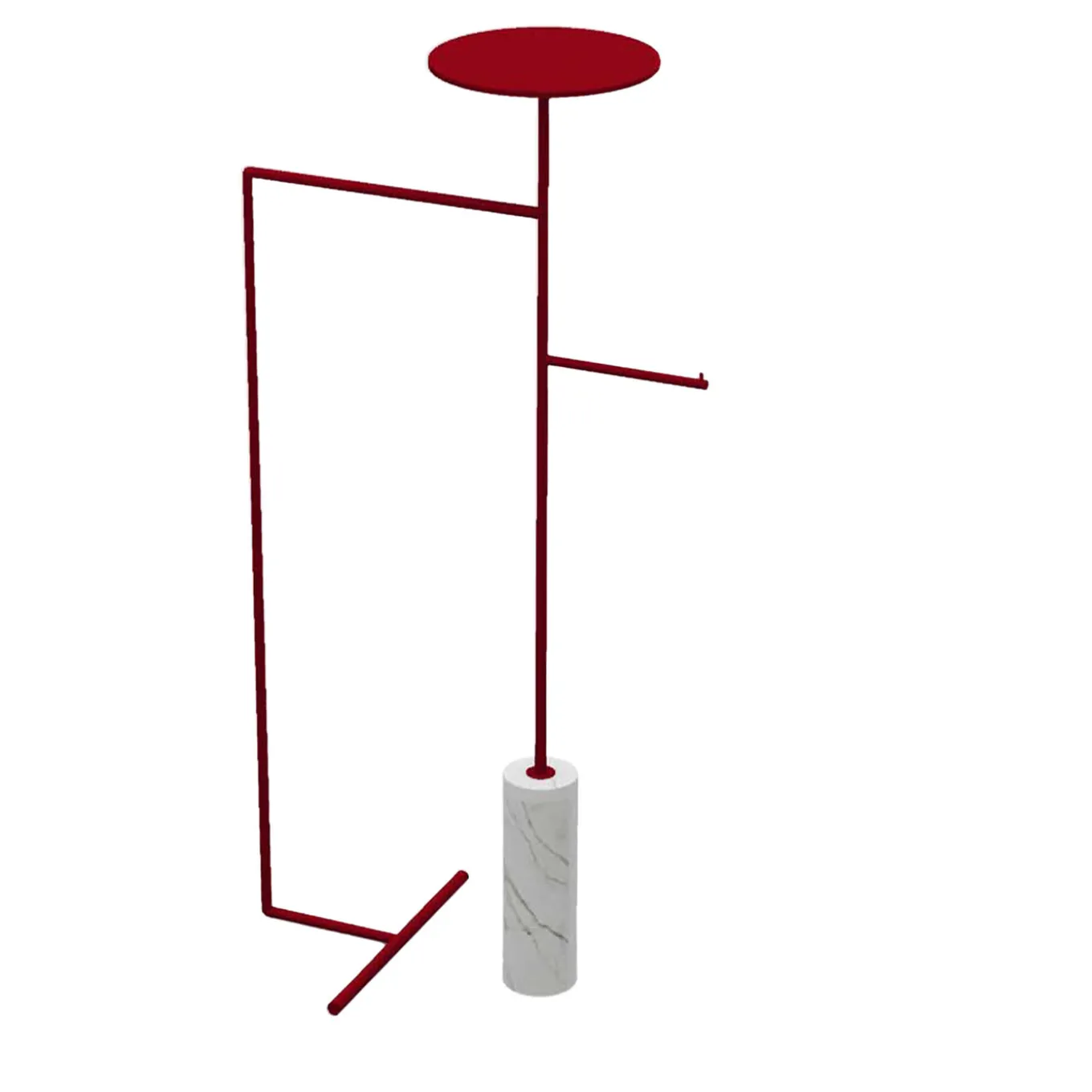 Stelo White Carrara and Red Coat Hanger with Stand
