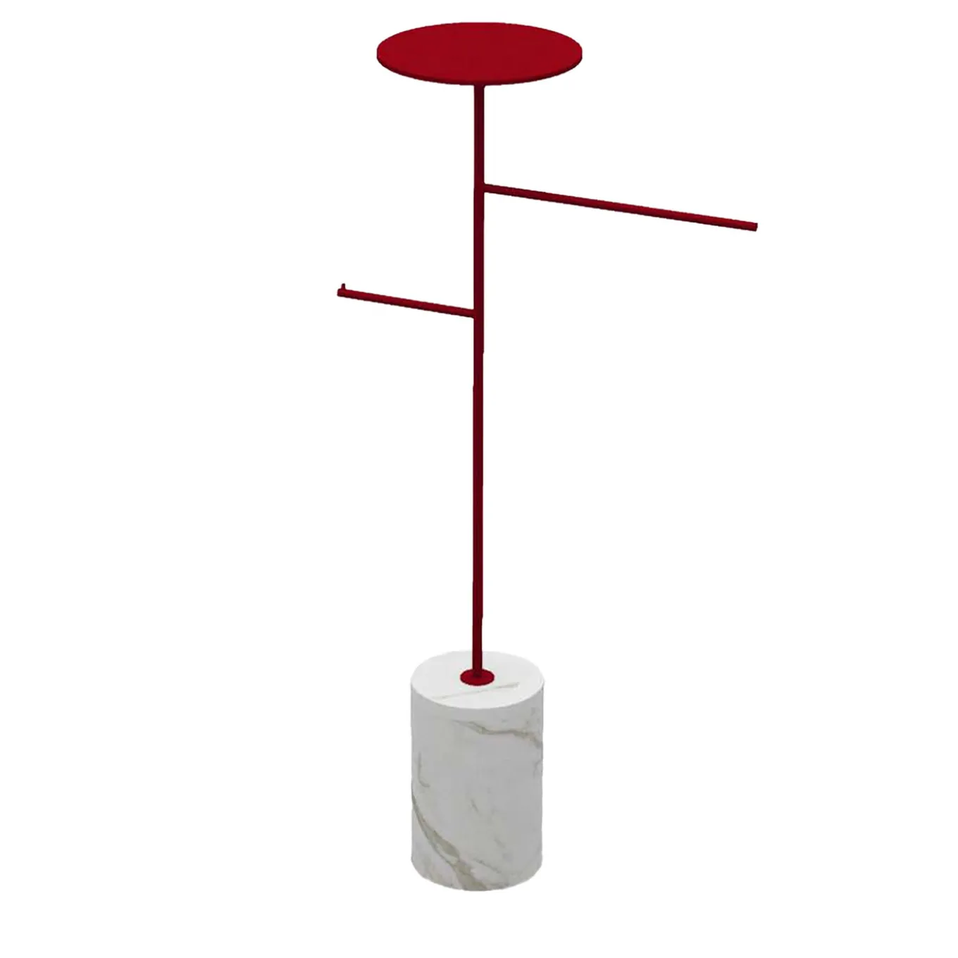 Stelo White Carrara and Red Coat Hanger and Object Rack