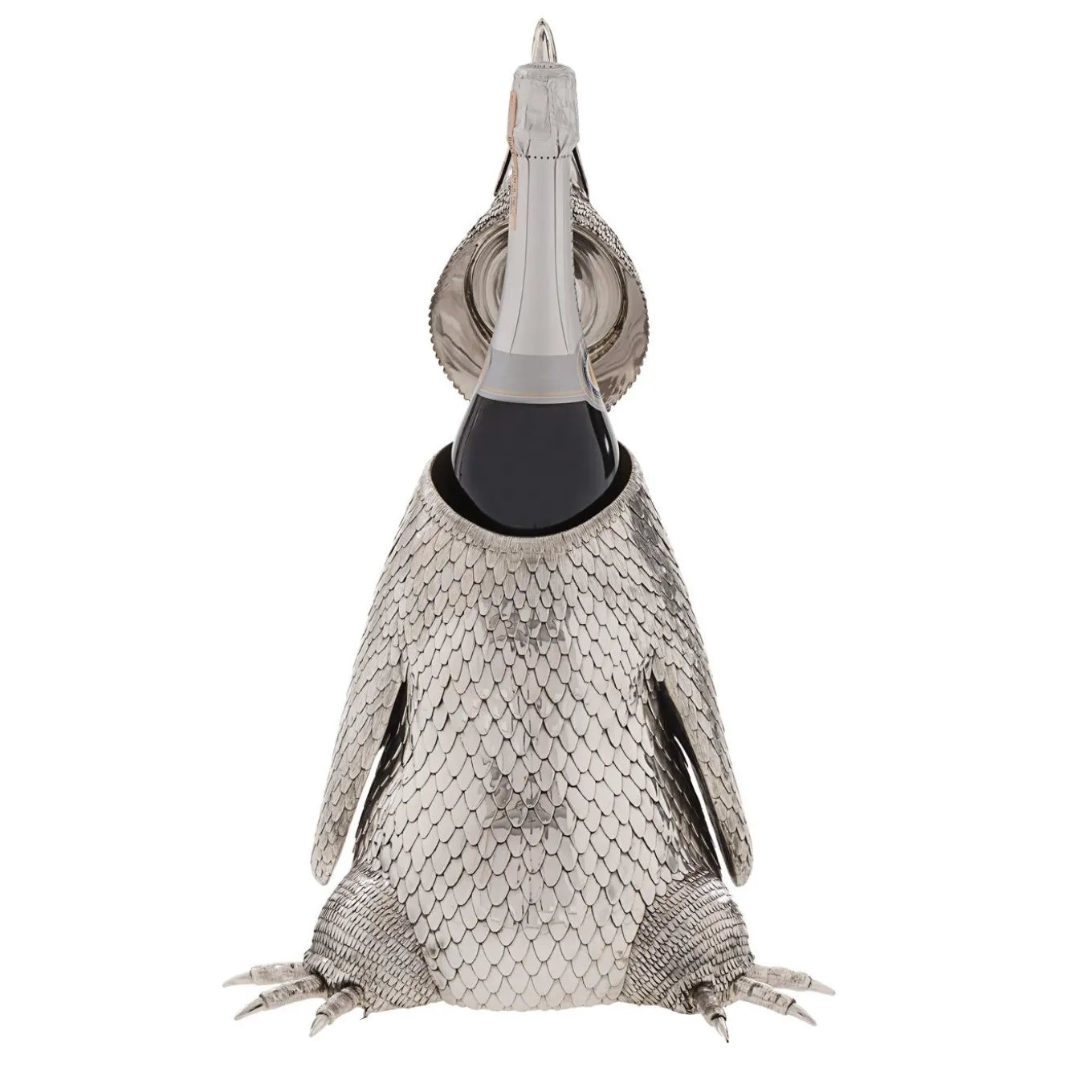 Sterling Silver Penguin Champagne Bottle Holder