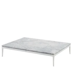 Stiletto Low Super White Marble Outdoor Coffee Table