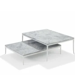 Stiletto Low Super White Marble Outdoor Coffee Table