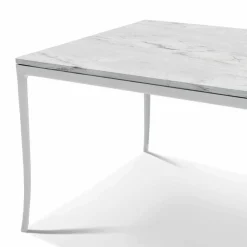 Stiletto Super White Marble Outdoor Dining Table