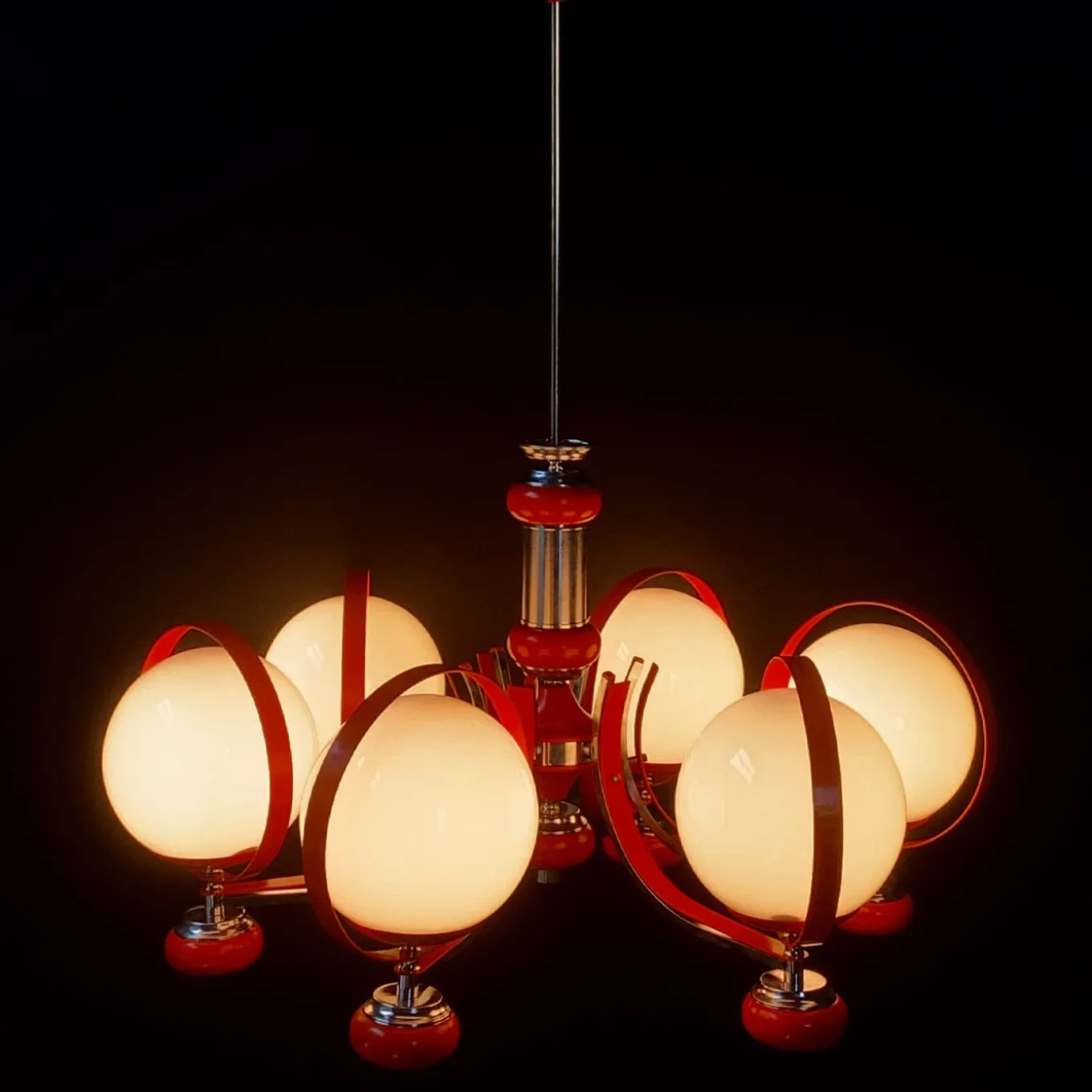 Stilnovo 7-Light Red Chandelier