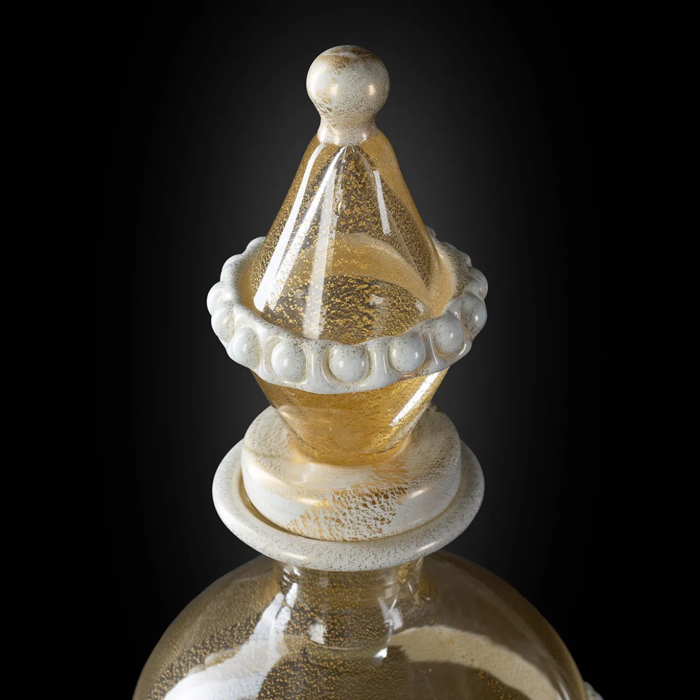 Stmat 24K White & Gold Footed Vase with Lid