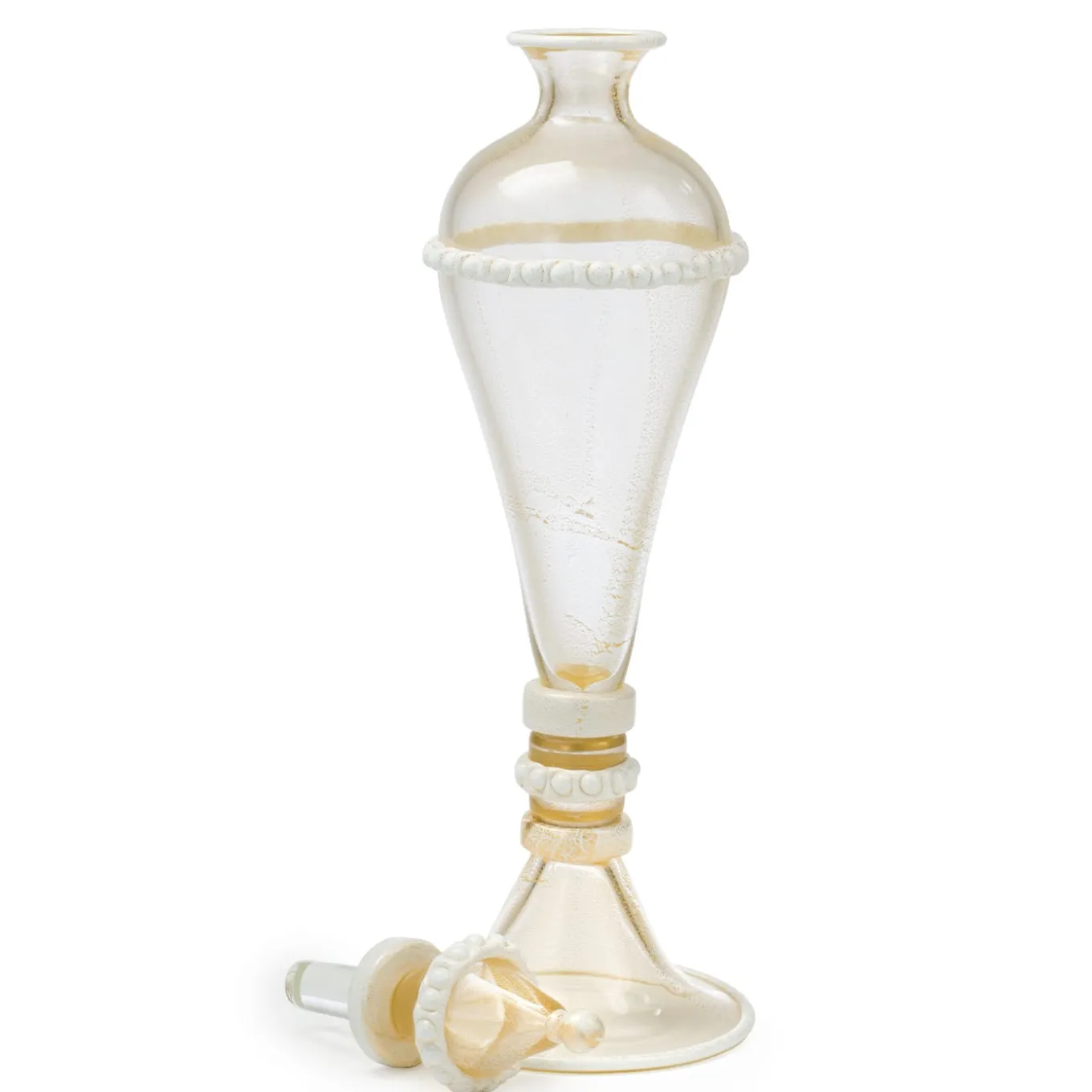 Stmat 24K White & Gold Footed Vase with Lid