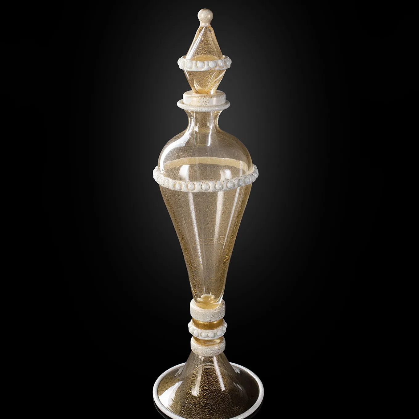 Stmat 24K White & Gold Footed Vase with Lid