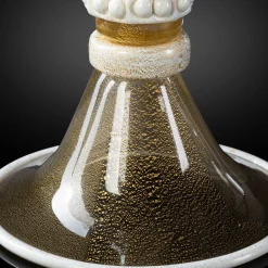 Stmat 24K White & Gold Footed Vase with Lid