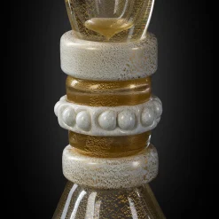 Stmat 24K White & Gold Footed Vase with Lid