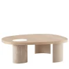 Stone Natural Oak Oval Coffee Table with Turned Marble Base